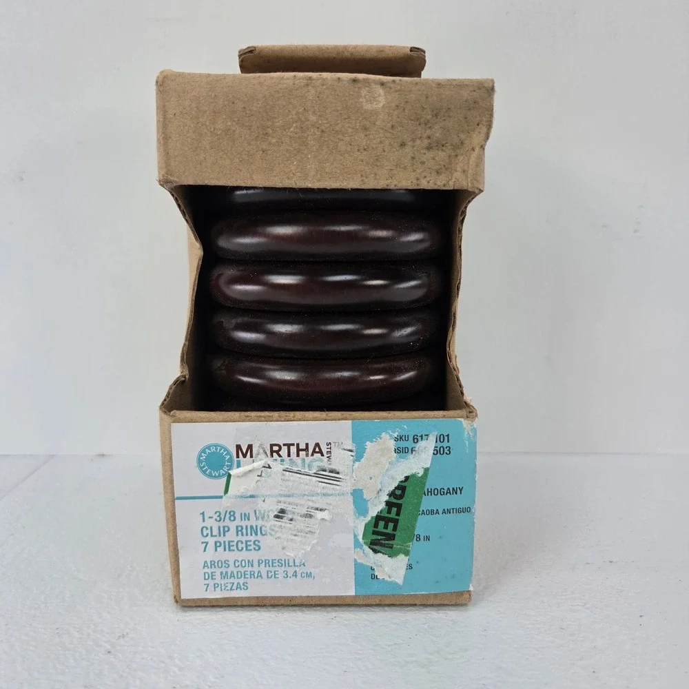 Martha Stewart Living 1-3/8 in Wood Clip Rings 7 Pieces Mahogany Dark Brown